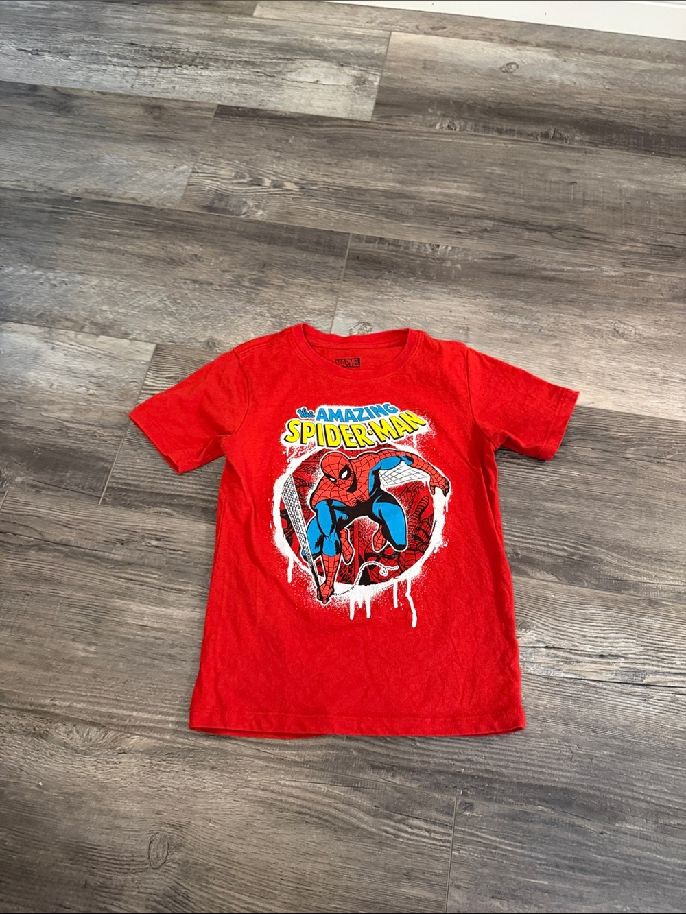 Marvel Red Spider-Man Graphic Tee for Kids with Blue and Yellow Print